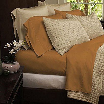 Bamboo Extra Soft King Bed Sheet Set - 4pc Set - Deep Pockets - Wrinkle Free (King, Gold)