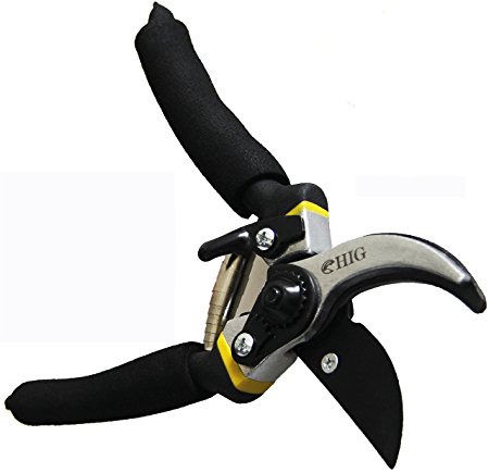 HIG Pruning Shears Extra Hardness Extra Sharp Tree Clippers Garden Hand Pruners - Cutting Easier Ergonomic, Comfortable Slip Less Effort for Men & Women -Gardening Scissors