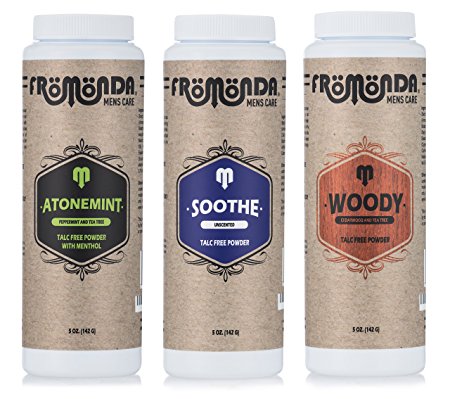 Fromonda Variety Pack Talc-Free Body Powder - AtoneMint, Soothe & Woody, (3 Pack), 5 oz each