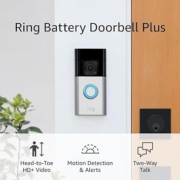 Ring Battery Doorbell Plus | Head-to-Toe HD  Video, motion detection & alerts, and Two-Way Talk (2023 release)