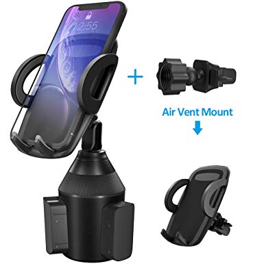 Car Cup Holder Phone Mount, VEGO Universal Adjustable Cup Holder Cradle Car Mount for Cell Phone with Air Vent Car Phone Mount Holder Compatible for iPhone X Xs Max XR 8 7 6 Plus Galaxy