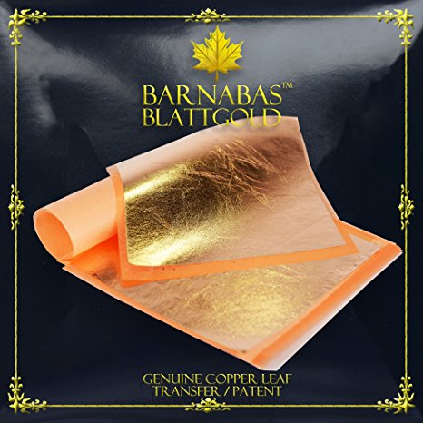 Barnabas Blattgold - Genuine COPPER Leaf Sheets, Professional Quality, 25 Sheets, 5.5 inches Booklet (Transfer/ Patent)