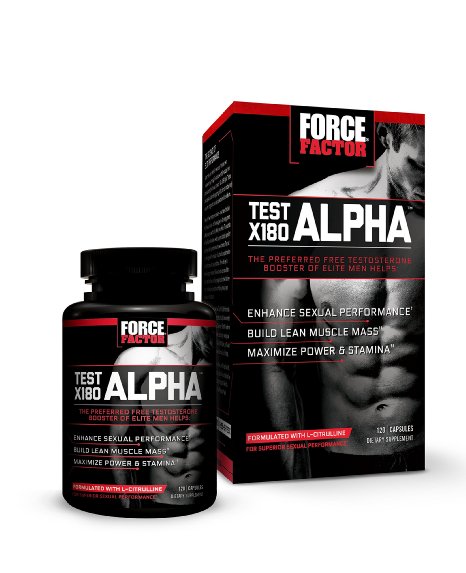 Force Factor Test X180 Alpha - The Preferred Free Testosterone Booster of Elite Men - 120 ct