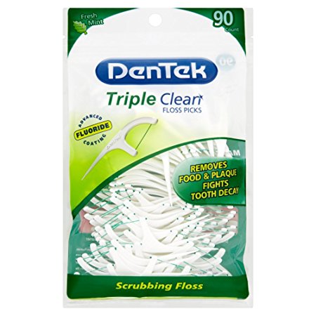 DenTek Triple Clean Disposable Fresh Mint Flossers - 90 (Colour Of The Product May Vary)