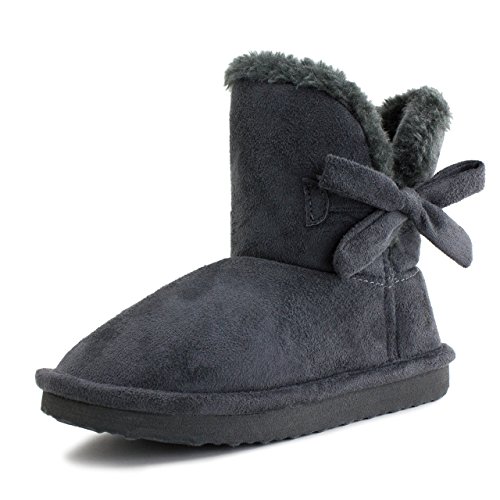 Mini Womens Flat Ribbon Winter Fur Ankle Short Fux Suede Boots