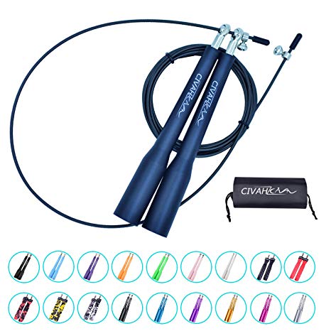 CIVAH skipping rope speed wire jump rope tangle-free adjustable rapid ball bearings free carry case some colors choice for fitness