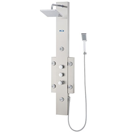 Aston SPSS304  6-Jet Stainless Steel Shower Panel System with Rainfall Shower Head and Hand Shower, Stainless Steel
