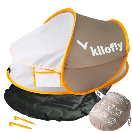 kilofly Instant Pop Up Portable UPF 35  Baby Travel Bed   Sleeping Pad, 2 Pegs
