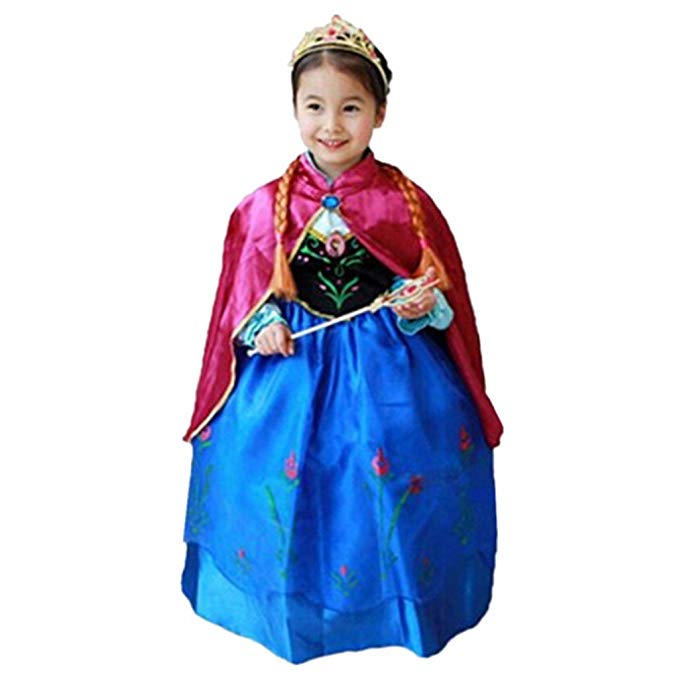 DreamHigh Halloween Princess Anna Costume Girl's Dress with Cape