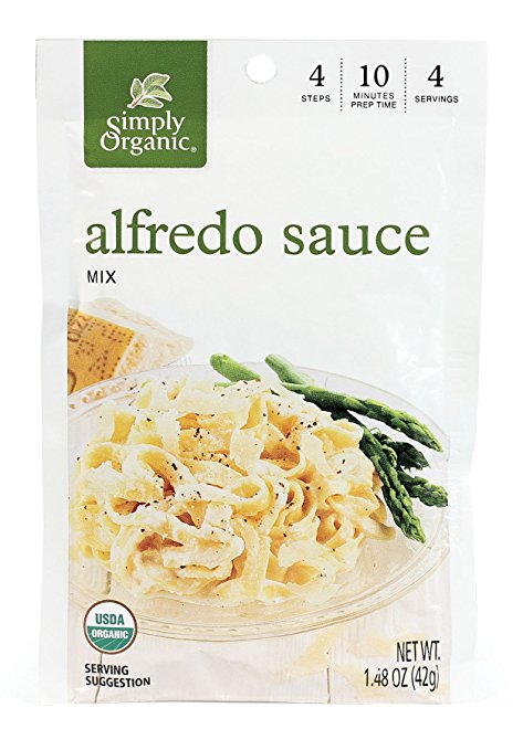 Simply Organic Alfredo, Seasoning Mix, Certified Organic, 1.48-Ounce Packets (Pack of 12)
