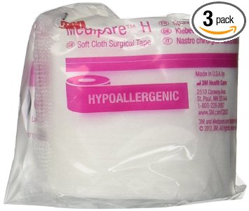 3M Medipore H 2" x 10 Yard Hypoallergenic Soft Cloth Surgical Tape, Special Pack of 3 Rolls, Item 2862