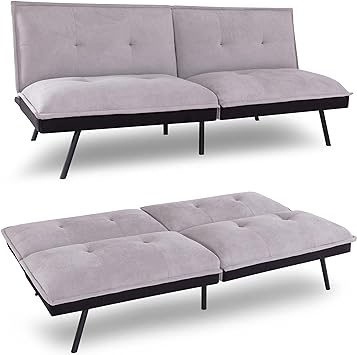 Futon Sofa Bed, Multi-Functional Design Memory Foam Futon Couch with Adjustable Backrest, Convertible Sofa Bed, Space-Saving Sleeper Sofa for Living Room, Grey