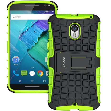 Moto X Style Case, Moto X Pure Edition Case, ykooe (Armor Series) Heavy Duty Protection Hybrid Shockproof Dual Layer Protective Case Cover With Stand for for Motorola Moto X Style Pure Edition (Green)