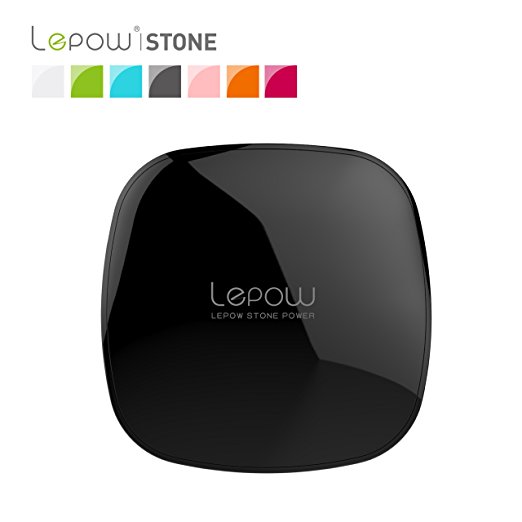 Lepow Stone Series 6,000 mAh Portable Charger and Power Bank for iPhone 6 Plus, 6, 5, 4, iPad Air, iPad Mini, Samsung Galaxy S6, S5, and other Smart Devices (Glossy Black)