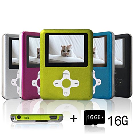Lecmal Portable MP3/MP4 Player with 16GB Micro SD Card, Economic Multifunctional Music Player with Mini USB Port, MP3 Voice Recorder, Media Player Best Gift for Kids-Green