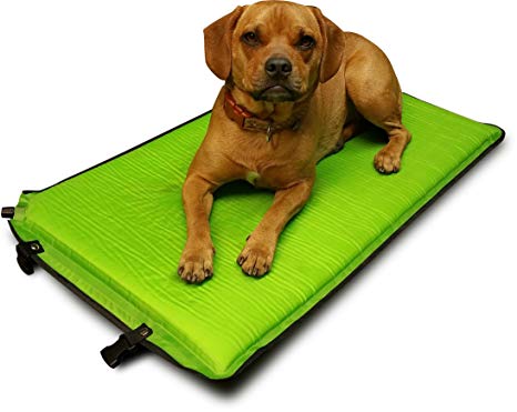 Hugs Pet Products Self Inflate Puff Travel Pad for Dogs, Green