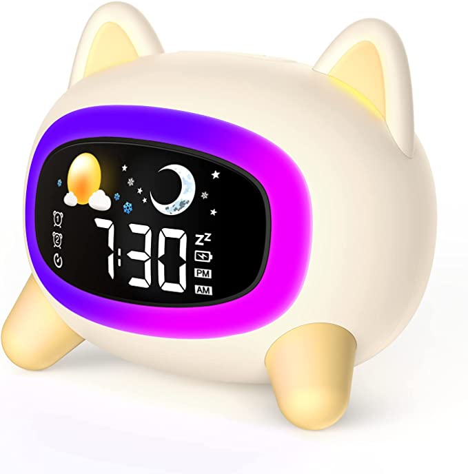Lemnoi Kids Alarm Clock, Kids Sleep Trainer Clock, Wake Up Alarm Clock for Kids, Children's OK to Wake Clock with Adjustable Night Light, Snooze Function, Battery or Adapter Powered Brand: Lemnoi