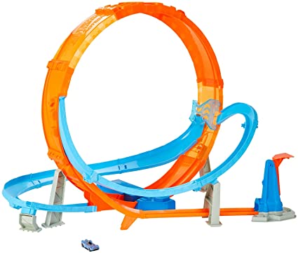 Hot Wheels Massive Loop Mayhem Track Set with Huge 28-Inch Wide Track Loop Slam Launcher, Battery Box & 1 Hot Wheels 1:64 Scale Car, Designed for Multi-Car Play, Gift for Kids 5 Years & Up