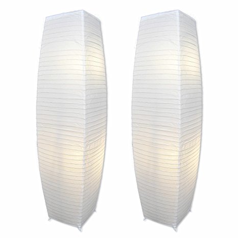 Light Accents ALUMNI Chrome Floor Lamp Set with White Paper Shades (Set of 2)
