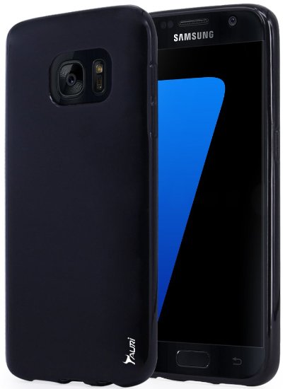 S7 Case Tauri Scratch Resistant Premium Ultra Slim Thin Flexible Soft TPU Gel Skin Protective Case Cover for Samsung Galaxy S7 - Black