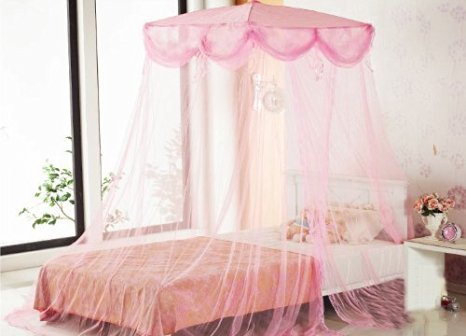 Pink Four Corner Square Princess Bed Canopy By Sid
