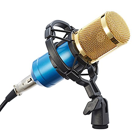 CO-Z Pro BM800-Blue Audio Condenser Microphone Studio Sound Recording Cardioid Mic with Shock Mount