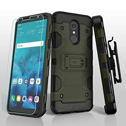HD Accessory Military Grade Certified Storm Tank Hybrid Case   Holster   Tempered Glass Screen Protector for LG Stylo 4 - Green