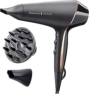 Remington Sèche-cheveux Ionique [Technologie OptiHeat] PROluxe Midnight (2400W, moteur AC pro durable, résultat salon & longue tenue, soin ionique, 3 concentrateurs   1 diffuseur volume) AC9140B