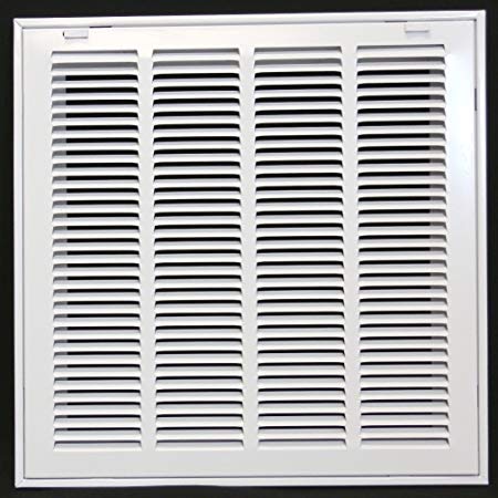 16" X 16 Steel Return Air Filter Grille for 1" Filter - Removable Face/Door - HVAC DUCT COVER - Flat Stamped Face - White [Outer Dimensions: 18.5"w X 18.5"h]