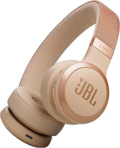 JBL Live 670NC Casque supra-auriculaire, Bluetooth 5.3, connexion multi-source, Réduction de Bruit Adaptative et Smart Ambient, jusqu'à 65 heures d'autonomie, beige