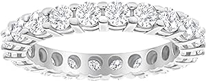 1 Carat (ctw) 14K White Gold Round Diamond Ladies Eternity Wedding Anniversary Stackable Ring Band Value Collection