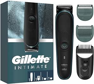 Gillette Intimate Tondeuse Intime Homme I5, Tondeuse Pour Zone Intime Pour Homme, Étanche, Sans Fil Pour Utilisation Sur Peau Sèche Ou Humide, Rasoir Pour Homme, Lames Puissantes Et Inusables