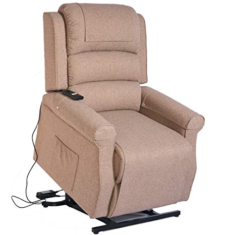 Irene House Modern Transitional Lift Chairs for Elderly Recliners with Soft Linen （Brushed ） Fabric(Beige)