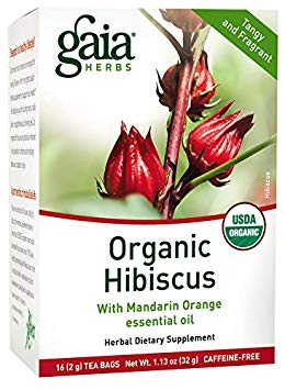 Gaia Herbs Organic Hibiscus Herbal Tea, 16 Tea Bags - USDA Organic, with Mandarin Essential Oil