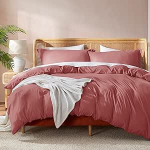 Nestl Pink Clay Duvet Cover King Size - Soft Double Brushed King Duvet Cover Set, 3 Piece, with Button Closure, 1 Duvet Cover 104x90 inches and 2 Pillow Shams