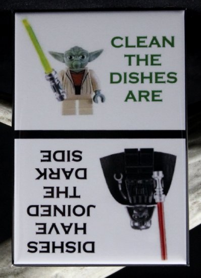 CLEAN / DIRTY Star Wars LEGOs - Dishwasher Magnet. Yoda Vader LEGO MiniFigure
