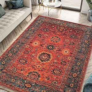 Keen Home Design Machine Washable Area Rugs with Non-Slip Backing, Ideal for Hallway, Living Room, Bedroom, Kitchen and Laundry Room, Vintage Moroccan and Low Pile Rug - (4' x 6')