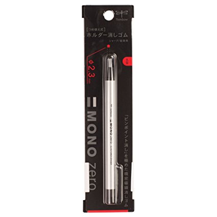 Tombow Mono Zero Eraser, Round Tip, Retractable, Silver Barrel (57305)