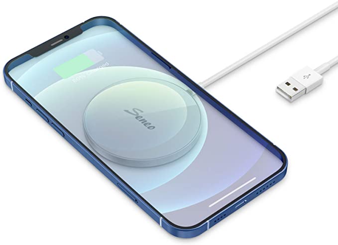 Seneo Magnetic Wireless Charger, Fast Wireless Charger Compatible with Mag-Safe Charging, Wireless Charging Pad Compatible with iPhone 12/12 mini/12 Pro/12 Pro Max/AirPods Pro, 3.3ft USB Port Cable