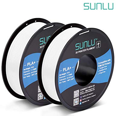 SUNLU PLA Plus 3D Filament 1.75mm for 3D Printer & 3D Pens, 2KG (4.4LBS) PLA  Filament Tolerance Accuracy  /- 0.02 mm, White White