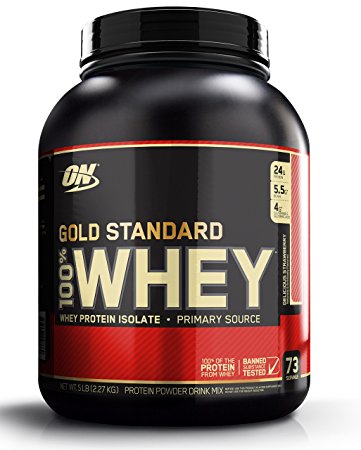 Optimum Nutrition Gold Standard 100% Whey Protein Powder, Delicious Strawberry, 5 Pound