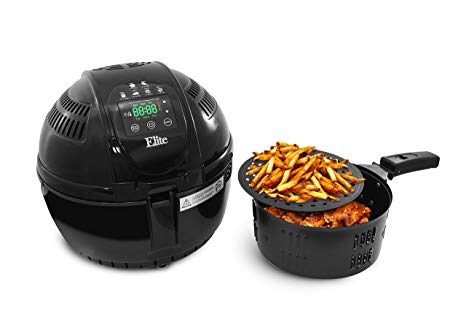 Elite Platinum 3.5 Quart Two-Tiered Electric Digital Air Fryer Cooker, 1400-Watts with 26 Full Color Recipes (Black)
