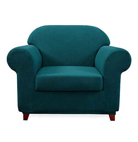 Subrtex 2-Piece Spandex Stretch Sofa Slipcover (Chair, Blue)