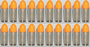 20 Inert 9 mm 9x19 mm Parabellum NATO Luger Pistol Orange Safety Trainer Cartridge Dummy Ammunition Ammo Shell Rounds with Nickel Case