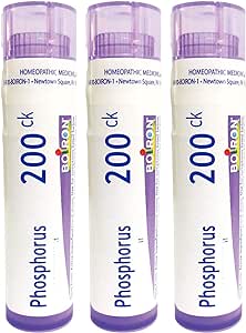 Boiron Phosphorus 200ck Homeopathic Medicine for Dizziness with Sleeplessness - Pack of 3 (240 Pellets)