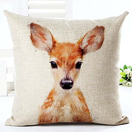 Animal wild boar owl fox panda bear and cat Pillow Case Cotton Blend Linen Cushion Cover Sofa Decorative Square 18 Inches family life (1)