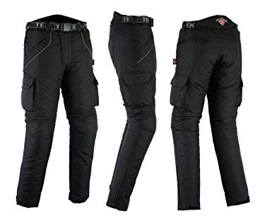 Texpeed All Black CE Armoured Motorcycle/Motorbike Trousers - Huge Size Selection