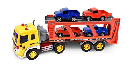 Maxx Action Realistic Long-Haul Toy Vehicle Transport Playset with Lights and Sound
