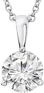 0.5 to 3 Carat Round Diamond 3 Prong Solitaire Pendant Necklace J Color I2 Clarity