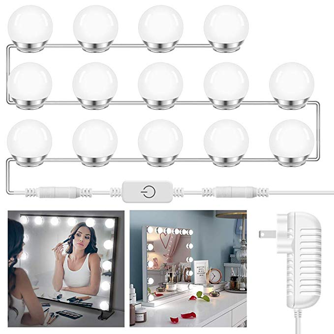 LightingWill Hollywood Style Vanity Mirror Lights Kit with 14 Dimmable LED Light Bulbs for Makeup Dressing Table Set,Daylight White